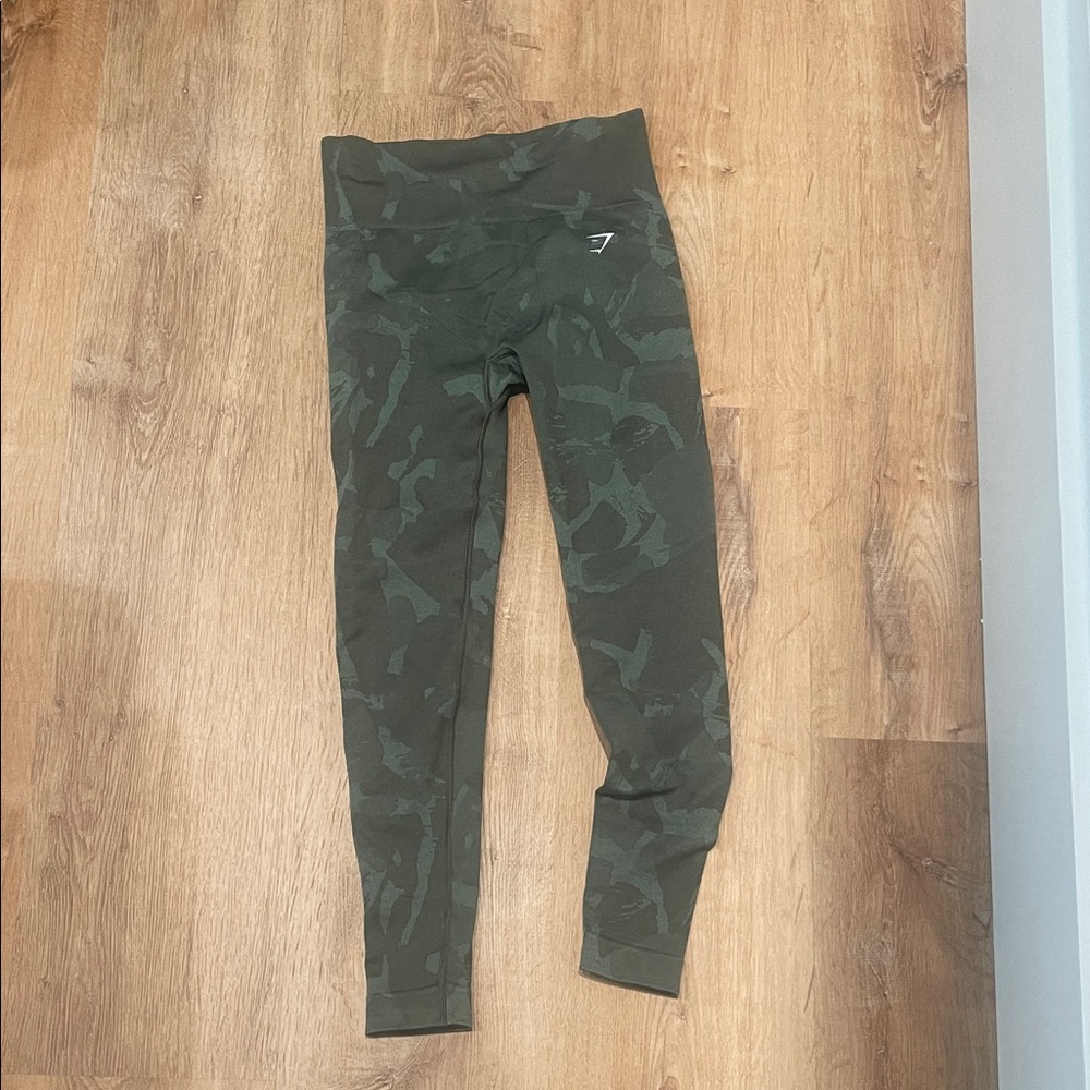 Gymshark Kids Green Camouflage Leggings